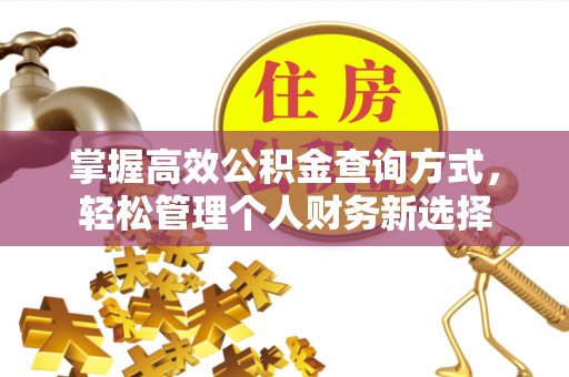 哈密掌握高效公积金查询方式，轻松管理个人财务新选择